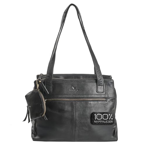 Lavalen Handtasche Damen Groß - Ledertasche Handgefertigt - Damen Tasche Groß Mehreren Fächern - Handtasche mittelgroß - Mehrere Reißverschlüsse -Hochwertige Handtaschen & Handbags for Women-Schwarz von Lavalen