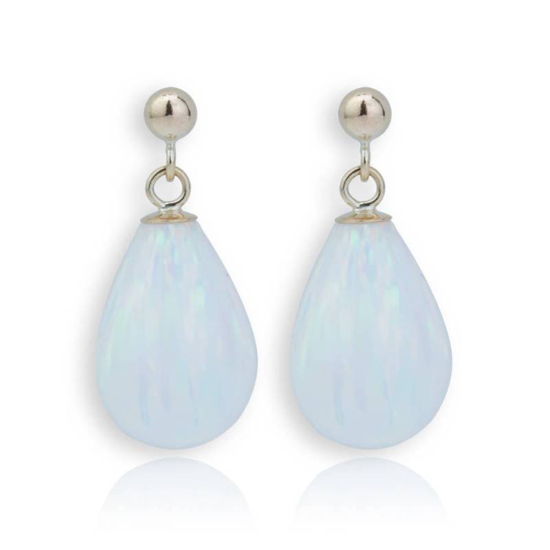9 Karat Gold Große Weißer Opal Tropfen Ohrringe von LavanJewellery