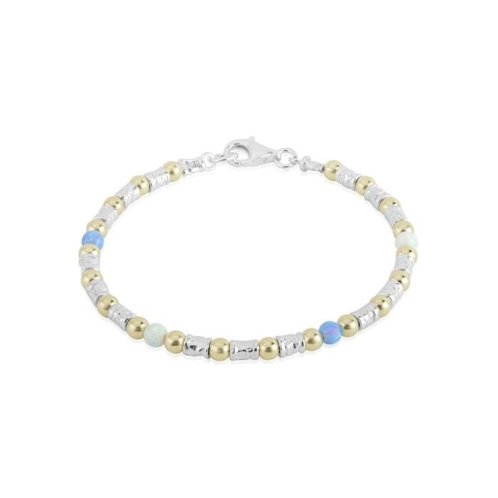 Handgemachtes Sterling Silber Opal Armband Blaue & Weiße Edelstein Perlen von LavanJewellery