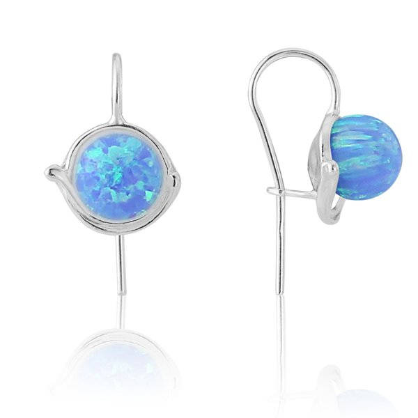Blaue Opalperle Und Große Tasse Tropfen Ohrringe von LavanJewellery