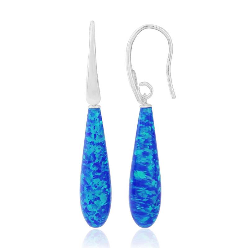 sterling Silber Dark Blue Opal Teardrop Ohrringe Handgemacht Uk von LavanJewellery