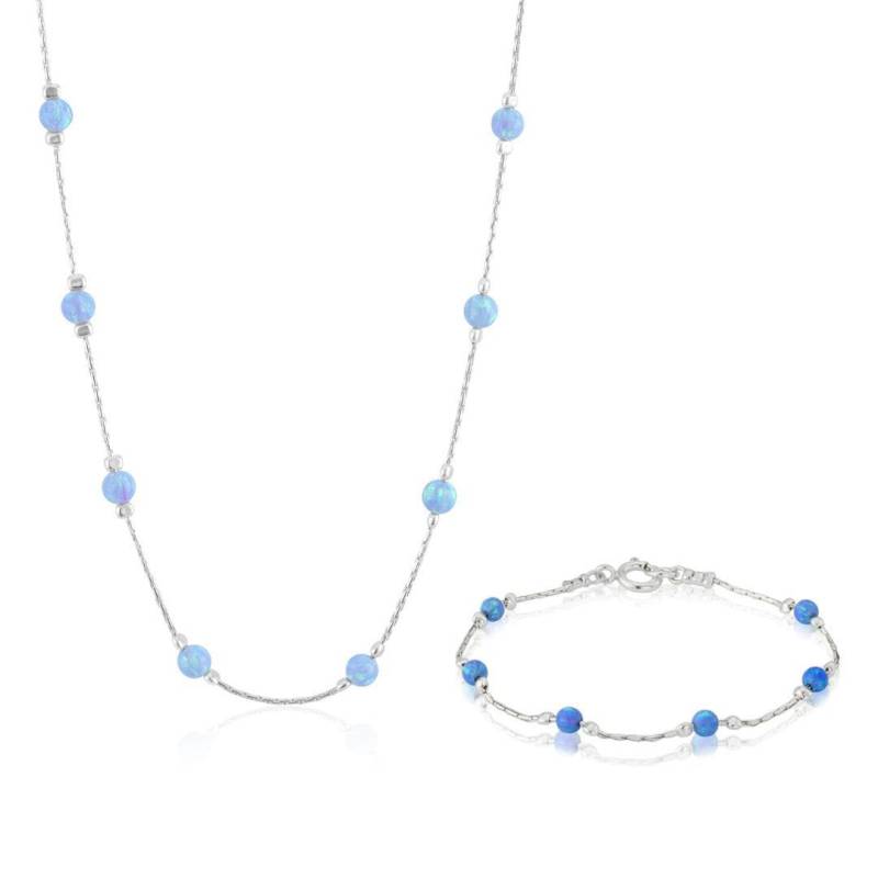 Handgemachtes Sterling Silber Light Blue Opal Perlenarmband von LavanJewellery