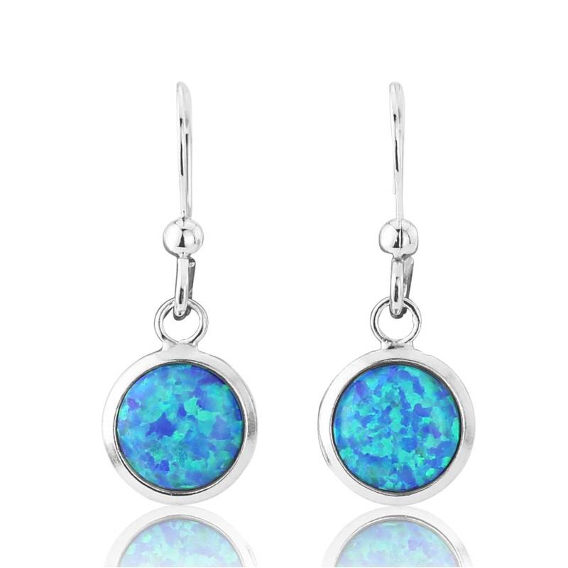Handgemachte Sterling Silber Blauer Opal Tropfen Ohrringe - 8 Mm von LavanJewellery