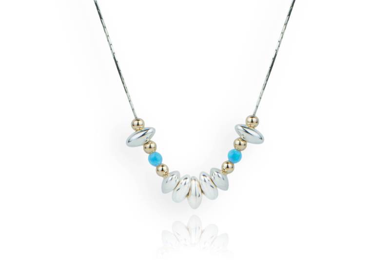 Gold & Silber Blauer Opal Nugget Halskette von LavanJewellery