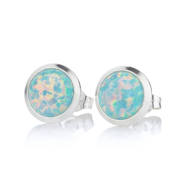 Grüner Opal Silber Ohrstecker 8mm, Sterling Handmade von LavanJewellery