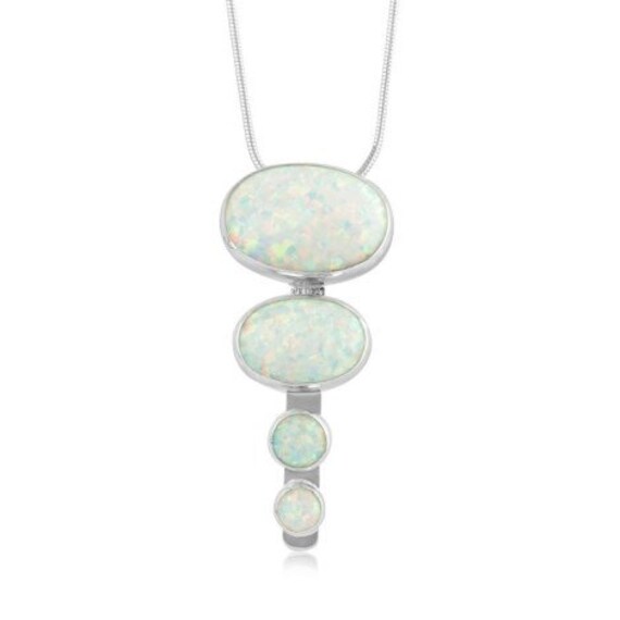 Handgemachter Weißer Opal Silber Anhänger, Halsketten von LavanJewellery