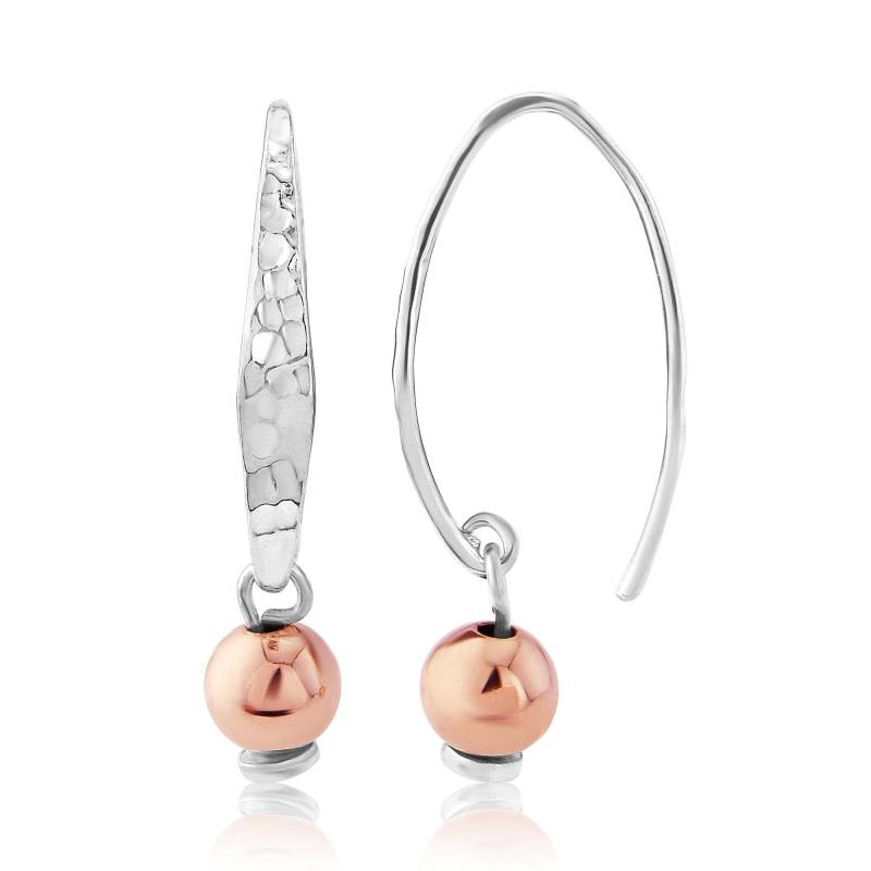 Silber Gehämmert Rose Gold Tropfen Ohrringe, Gold Ohrringe von LavanJewellery
