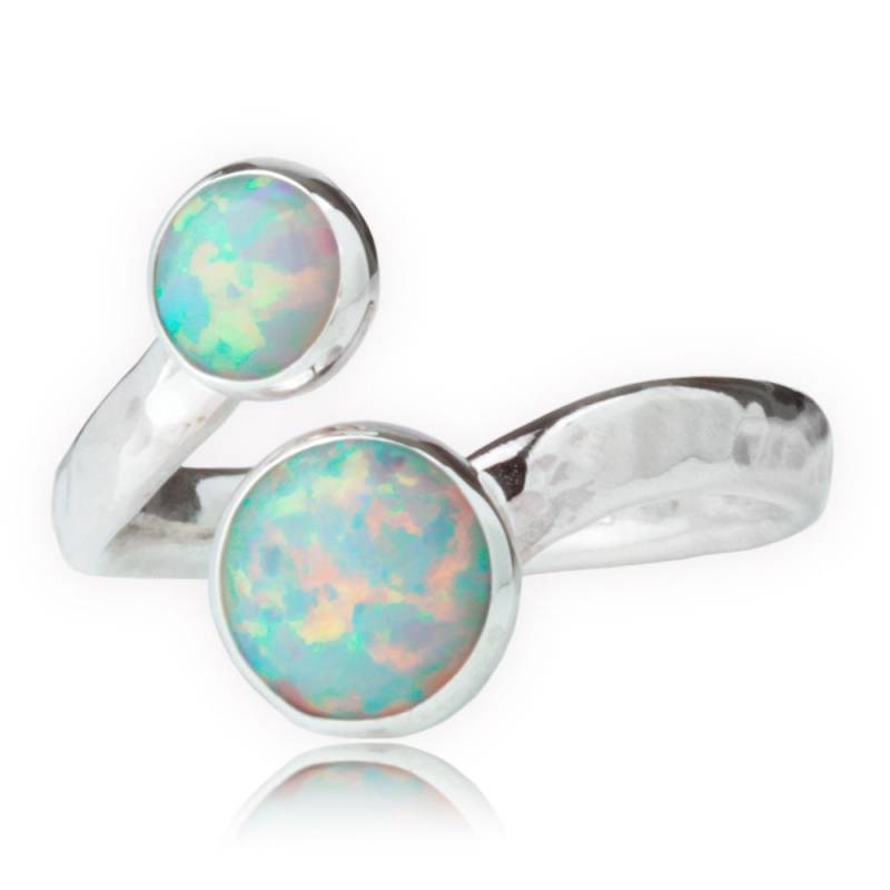 Silber Grün Opal Verstellbarer Ring, Opalringe von LavanJewellery