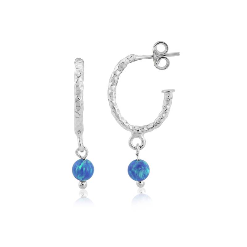 Handgemachte Sterling Silber Creolen Mit Dunkelblauem Opal von LavanJewellery