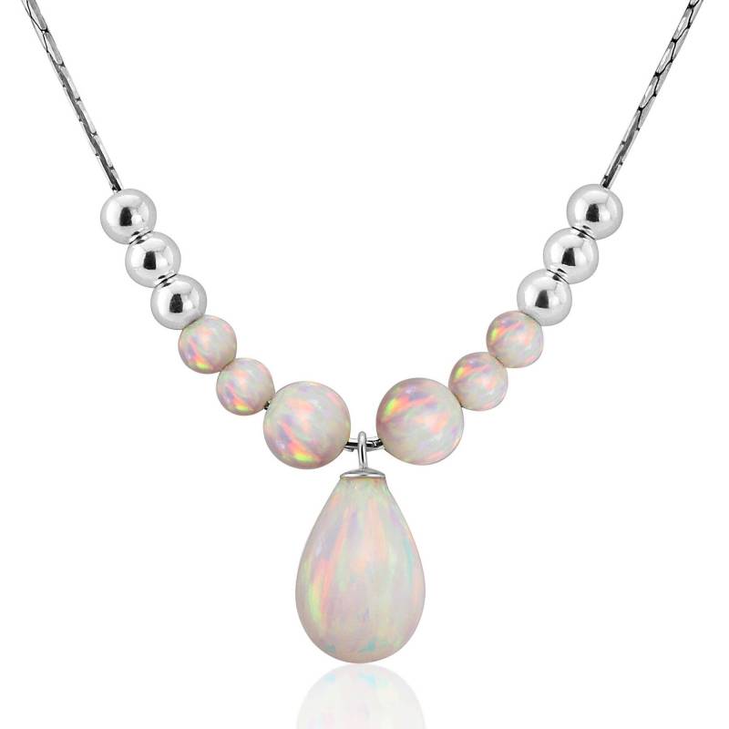 Silber Opal Teardrop Halskette von LavanJewellery
