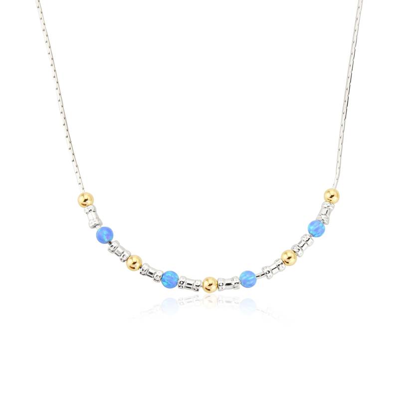 Handgemachte Sterling Silber Blau Opal Halskette Gold Filled Perlen von LavanJewellery