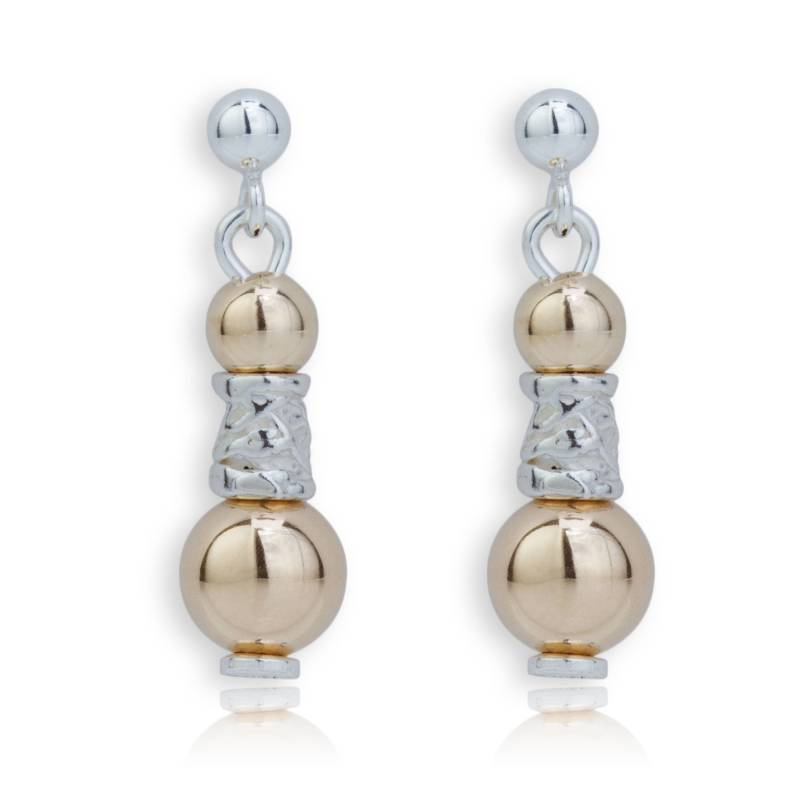 Silber & Gold Geätzte Tropfen Ohrringe, Handgemachte Sterling Und 14 Karat Gold-Gefüllte Hängeohrringe, Zweifarbige Hängeohrringe von LavanJewellery