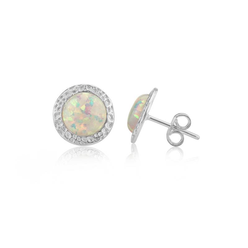 Weißer Opal 8 Mm Gehämmert Ohrstecker | Andere Farben Erhältlich von LavanJewellery