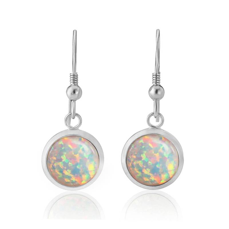 Handgemachte Sterling Silber Weißer Opal Tropfen Ohrringe - 8 Mm von LavanJewellery