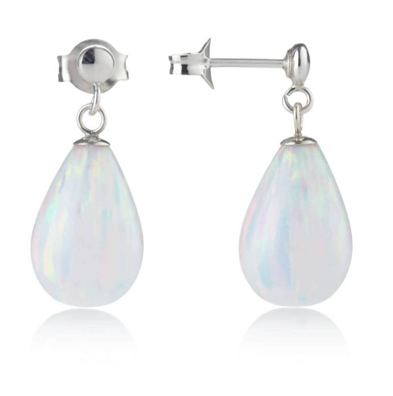Weißer Opal Teardrop Sterling Silber Ohrringe, Opalschmuck von LavanJewellery