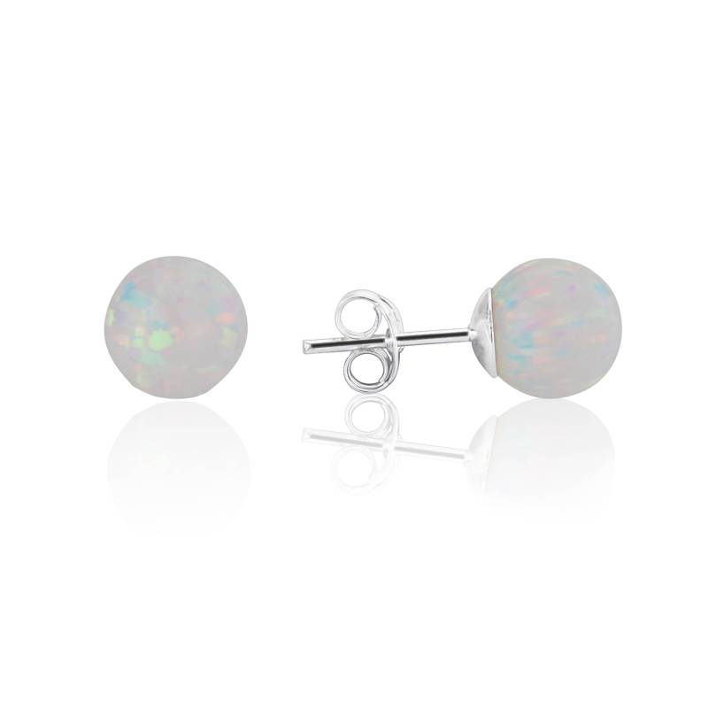 sterling Silber Weißer Opal Ohrstecker Handgemachter Schmuck von LavanJewellery