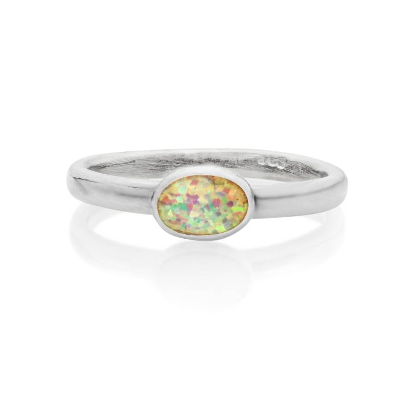 sterling Silber Weißer Opal Oval Ring, Ringe von LavanJewellery