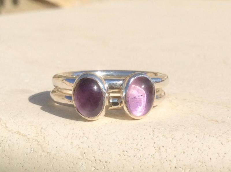 Amethyst Stacking Rings Sterling Silber Januar Geburtsstein Ring Amethyst Stacking Rings Sterling Silber Januar Geburtsstein Ring von LavantaBay