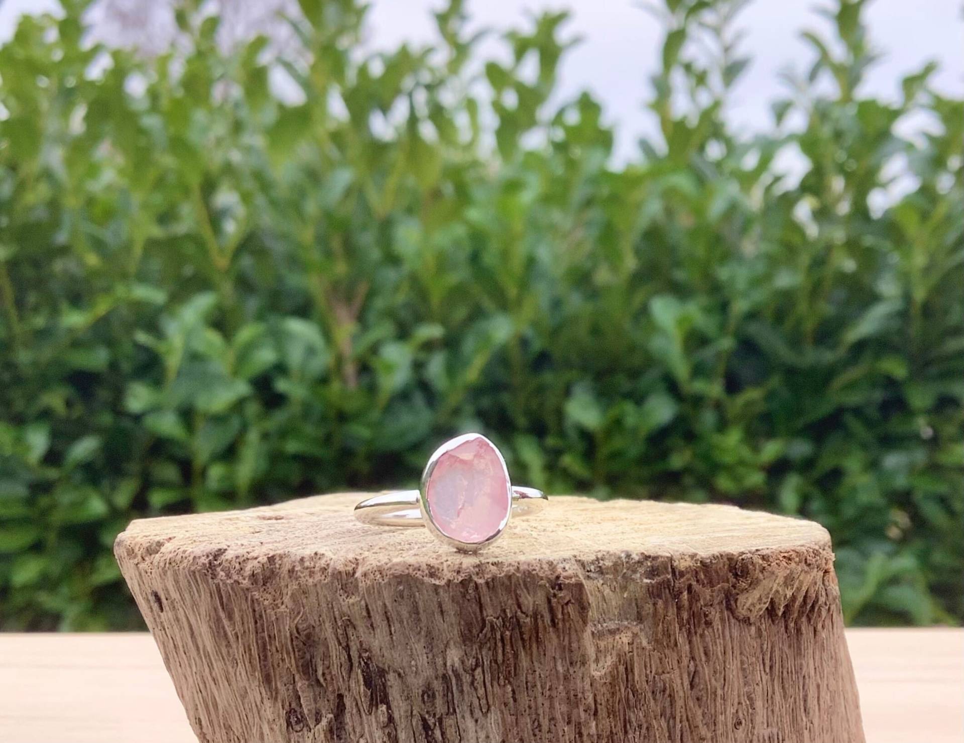 Rosenquarz Silber Ring, Valentinstag Geschenk, Rosa Edelstein Brautschmuck, Geschenk Für Sie von LavantaBay