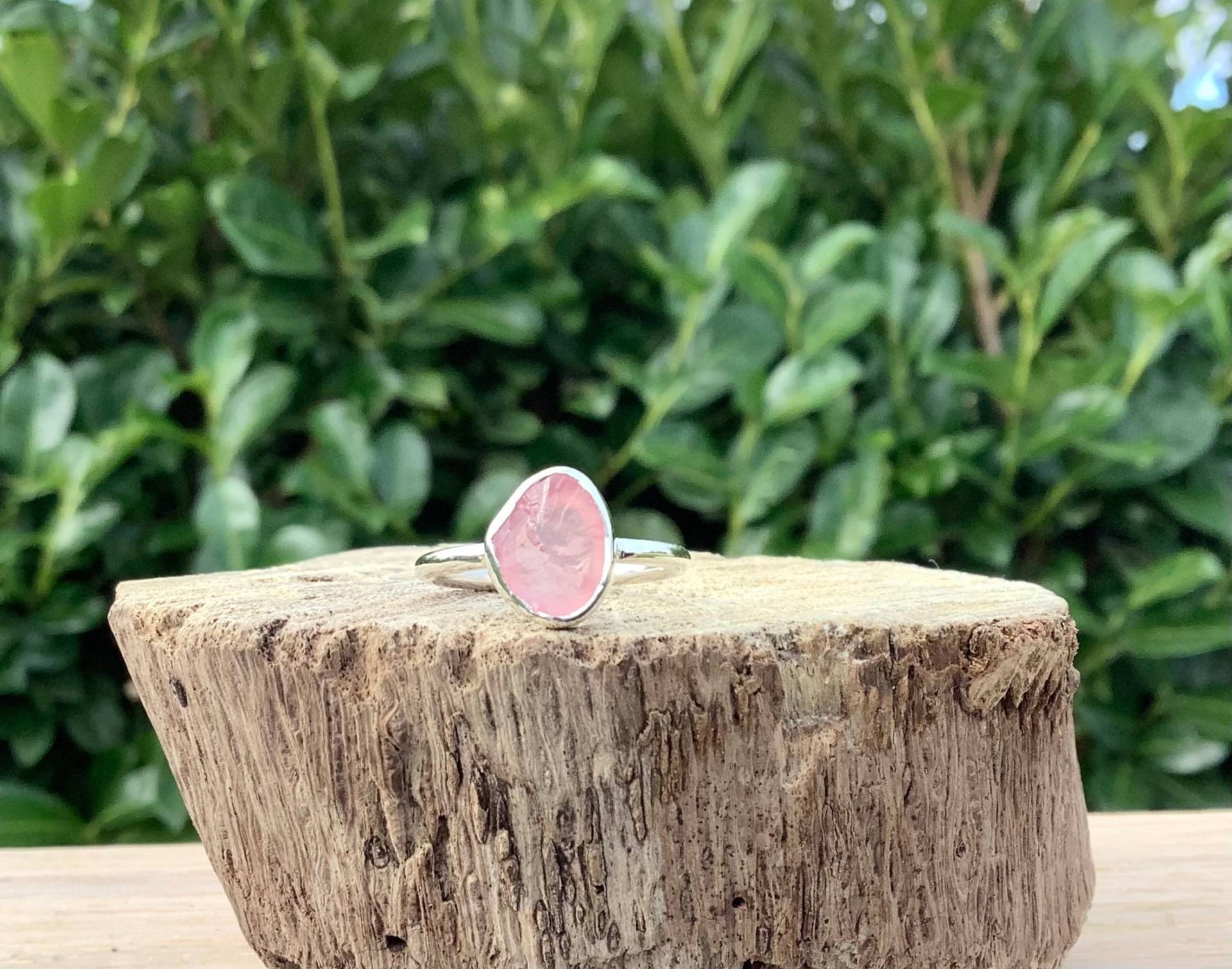 Rosenquarz Silberring, Silber Ring, Rosa Edelstein Brautschmuck, Weihnachtsgeschenk Für Sie von LavantaBay