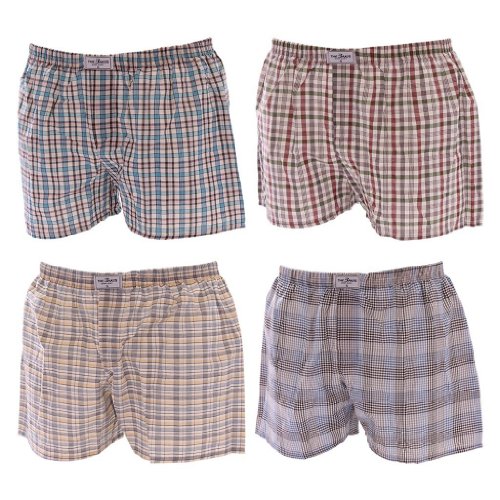 Lavazio 4er Pack Herren Boxershorts Karotöne Uni und Gestreift Mehrfarbig, Farbe:Mehrfarbig, Größe:XL von Lavazio