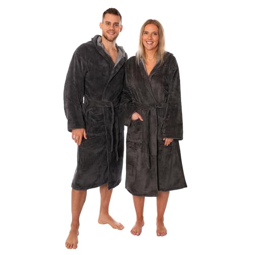 Lavea Bademantel – Luxuriöser Unisex Morgenmantel mit Kapuze – Flauschiger Soft-Velour Bademantel aus Bambus-Baumwollmischung – Saugstark, kuschelig weich & hochwertig – Perfekt für Sauna & Wellness von Lavea