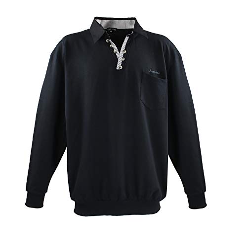 Lavecchia Übergrößen Sweatshirt Herren Langarmshirt Langarm Polo Shirt Poloshirt LV-602 (Schwarz, 3XL) von Lavecchia
