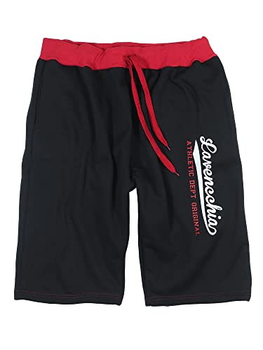 Lavecchia Herren Übergrößen Sweatshorts Sweat Shorts Sport Hose LV-2017 (Schwarz/Rot, 8XL) von Lavecchia