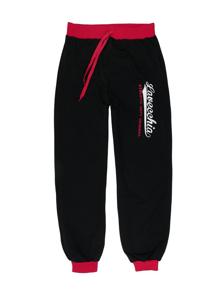 Lavecchia Jogginghose Lavecchia Herren Jogginghose LV-2020 (Black-Red, 3XL) lässige & bequeme Sweat Hose von Lavecchia