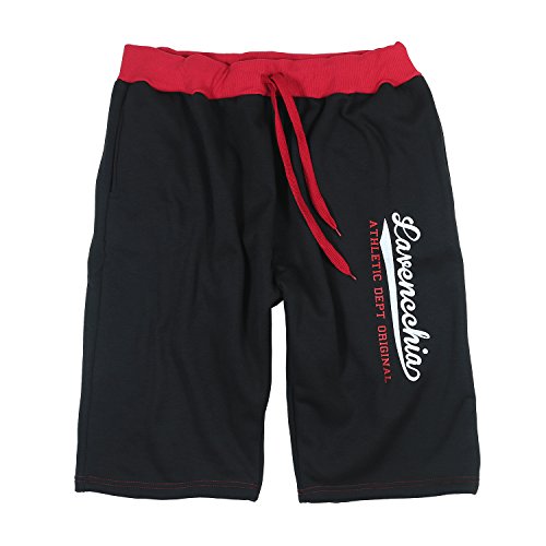 Lavecchia Übergrößen Shorts Bermuda Herren Sweatshorts Sweat Sport Hose LV-2017 (Schwarz/Rot, 3XL) von Lavecchia