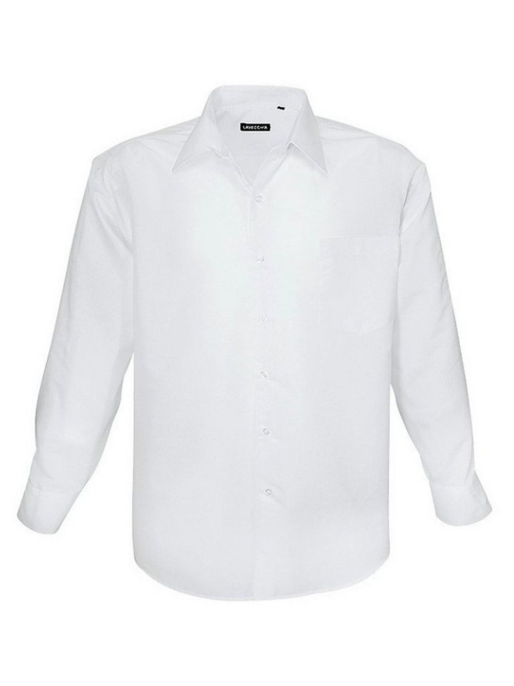 Lavecchia Langarmhemd Lavecchia Herren Langarmhemd HLA-1314 (Weiss-Uni, 4XL) Basic Herrenhemd von Lavecchia