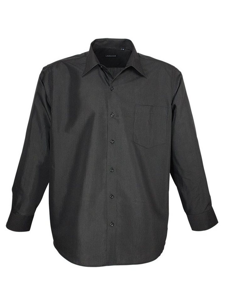 Lavecchia Langarmhemd Lavecchia Herren Langarmhemd HLA-1314 (Schwarz-Uni, 5XL) Basic Herrenhemd von Lavecchia