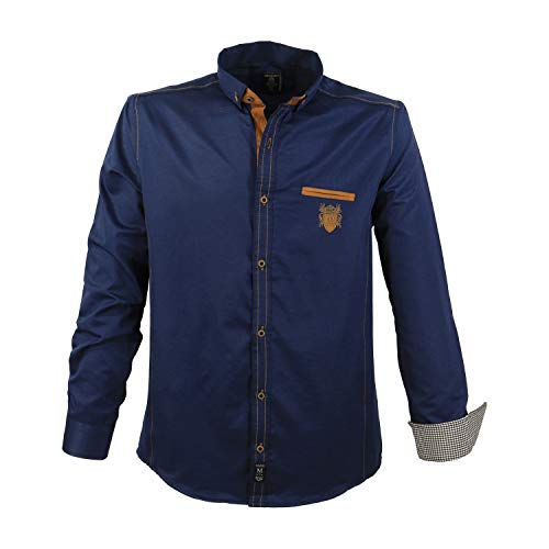 Lavecchia Modernes Herren Hemd mit Applikationen,Navy-blue, 7XL von Lavecchia
