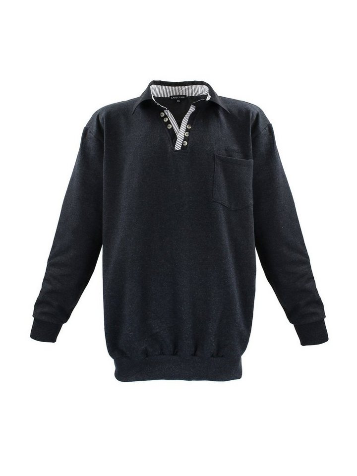 Lavecchia Sweatshirt Lavecchia Herren Sweatshirt LV-602 (Anthrazit-Grey, 7XL) Polo Langarmshirt von Lavecchia