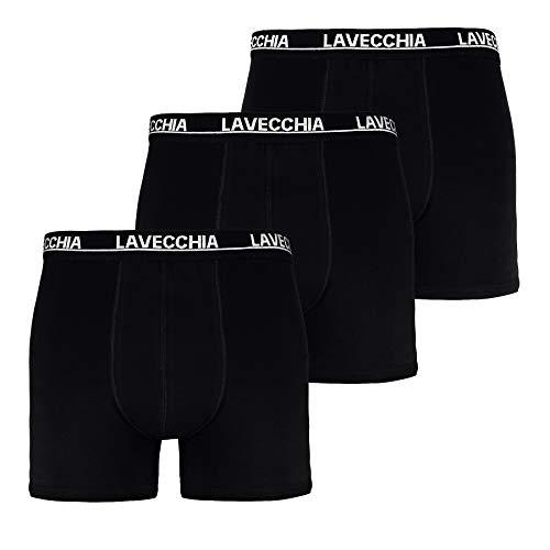 LAVECCHIA Übergrössen Dreierpack Top Herren Boxershorts Unterhose Schwarz Uni 4XL von LAVECCHIA