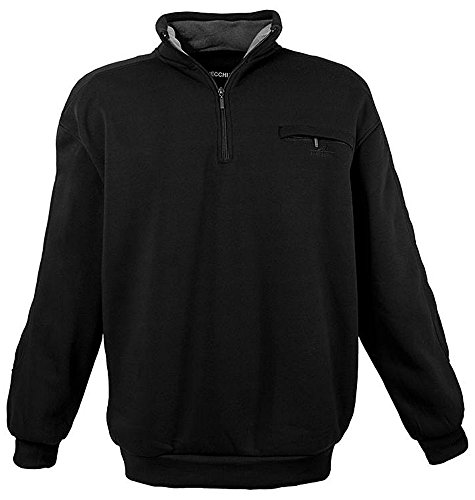 Lavecchia Übergrössen !!! Schickes Sweatshirt mit Troyerkragen und Zipper in 2 Farben LV-2100, Black, 4XL von Lavecchia