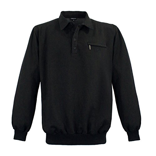 Lavecchia Übergrößen Sweatshirt Herren Langarmshirt Langarm Polo Shirt Poloshirt LV-705S (Schwarz, 3XL) von Lavecchia