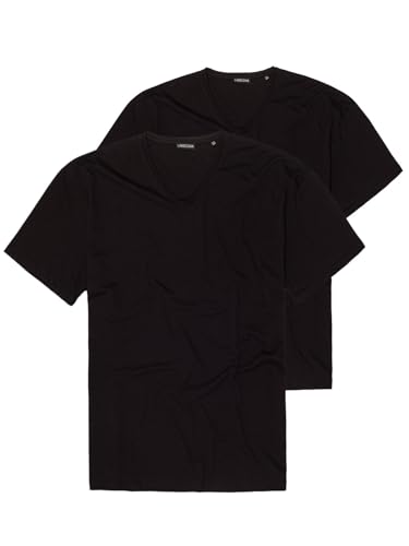 Lavecchia Übergrößen T-Shirt 2-er Pack Herren Shirt V-Neck V-Ausschnitt Kurzarm Freizeit LV-123 (Schwarz, 6XL) von Lavecchia
