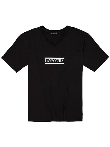 Lavecchia Übergrößen T-Shirt Herren Shirt V-Neck V-Ausschnitt Kurzarm Freizeit LV-9500 (Schwarz, 6XL) von Lavecchia