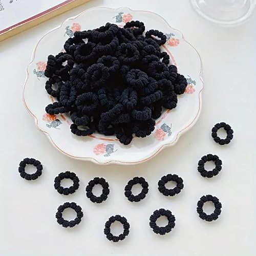 Lavema Haargummis 100 Stück im Blümchen-Design – elastische Zopfgummis für Damen, Mädchen & Kinder – haarschonend & vielseitig einsetzbar (Schwarz, 100 Stück) von Lavema