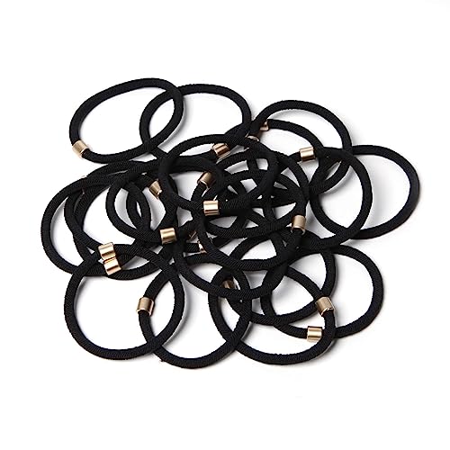 Lavema Haargummis Schwarz mit Goldperlen – 20 Stück Elegante Zopfgummis für Damen & Mädchen – Elastische Haarbänder Ohne Metall – Stilvoll & Haarschonend von Lavema