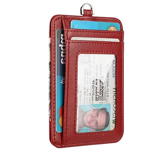 Lavemi Mini Kleine kompakte Leder Damen Geldbörsen Kreditkartenetui mit Kettenhalter, 1-dunkelrot, Einheitsgröße von Lavemi