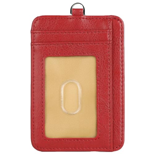Lavemi Schlanker RFID-blockierender Kartenhalter, minimalistische Leder-Vordertasche, Geldbörse für Damen, 1-Rot, Einheitsgröße, Minimalistisch von Lavemi