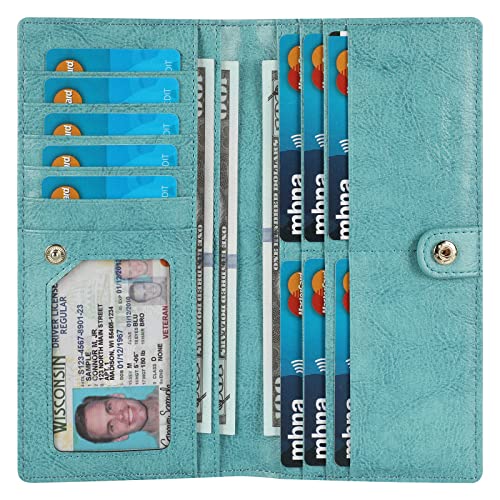 Lavemi Ultra Slim Thin Leather RFID Blocking Bifold Credit Card Holder Wallets for Women, 1-Wachs, Hellgrün, Einheitsgröße von Lavemi