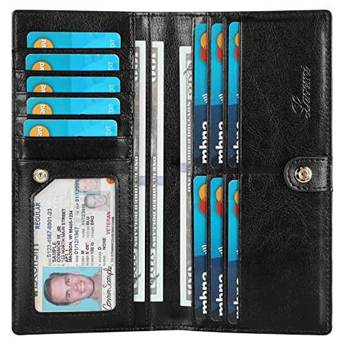 Lavemi Ultra Slim Thin Leather RFID Blocking Bifold Credit Card Holder Wallets for Women, 1-gewachst, schwarz, Einheitsgröße von Lavemi