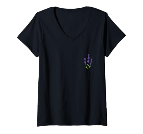 Damen Lavendel Lila Wildblume Floral T-Shirt mit V-Ausschnitt Damen Lavendel Lila Wildblume Floral T-Shirt mit V-Ausschnitt von Lavender Flower - Apparel & Gifts