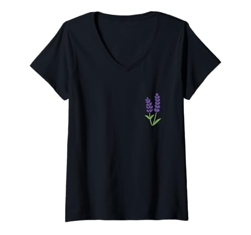 Damen Lavendel Lila Wildblume Floral T-Shirt mit V-Ausschnitt Damen Lavendel Lila Wildblume Floral T-Shirt mit V-Ausschnitt von Lavender Flower - Apparel & Gifts