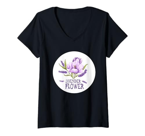 Damen Hübsches Gärtner-Kostüm für Lavendelliebhaber T-Shirt mit V-Ausschnitt von Lavender Flower Outfit
