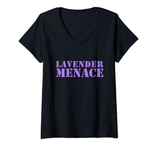 Damen Lavendel-Menace T-Shirt T-Shirt mit V-Ausschnitt Damen Lavendel-Menace T-Shirt T-Shirt mit V-Ausschnitt von Lavender Menace