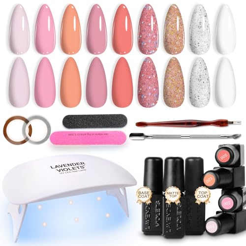 Lavender Violets 19 Stück Gel-Nagellack LED-Nagellampe UV Light Nail Lamp Trockner UV-Basislack matt kein Abwischen silberfarben Soak Off Aufkleber-Werkzeug-Set Hochzeit R960A Lavender Violets 19 Stück Gel-Nagellack LED-Nagellampe UV Light Nail Lamp Trockner UV-Basislack matt kein Abwischen silberfarben Soak Off Aufkleber-Werkzeug-Set Hochzeit R960A von Lavender Violets